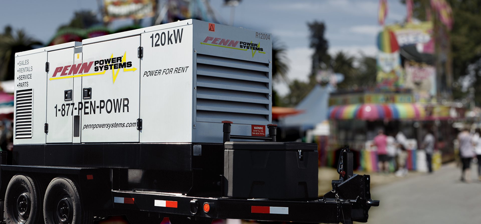 120 kW towable Penn Power Systems rental generator on a trailer